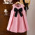 Lovito Kids Vestido Fofo com Laço Plissado Primavera/verão Rosa para menina L160LD210