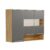 Armário Aéreo de Cozinha 120cm com 3 Portas Vidro Reflecta e Nicho 100% MDF Itália Espresso Móveis Amêndoa/Chumbo