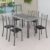 Conjunto Mesa com 6 Cadeiras Tampo de Granito Topázio Sara Yescasa Preto Floral/Prata