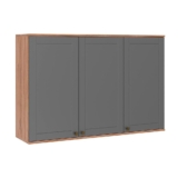 Armário Aéreo p/ Cozinha Bella 2601 c/ 3 Portas 120cm Nogal/Cinza – Carraro