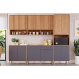 Cozinha Completa Divina 5 Peças (2Aéreos+2Balcões+1Paneleiro) CZ001 Freijo/Titanium – MGM