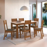 Conjunto de Mesa 6 Cadeiras Belgica Indekes 1,50cm