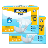 Kit 2 Fralda Bigfral Plus Econômica G 18 Unidades