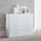 Cômoda Para Quarto Casal Organizadora Com 10 Gavetas Menu Móveis Branco