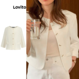 Lovito Blazer casual simples com botões para mulheres 102AD502
