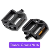 Pedal Plataforma Nylon preto com esfera Rosca Grossa 9/16