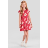 Vestido infantil menina de florzinhas Brandili -Vermelho