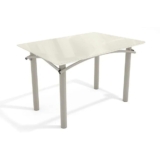 Mesa de Sala Jantar Elba Tampo Madeirado c/ Vidro 120cm Niquel/Off White – Kappesberg