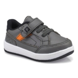 Tênis Infantil Masculino Cinza Preto Elástico Fecho Calce Fácil Casual Sintético 21543 Pequito