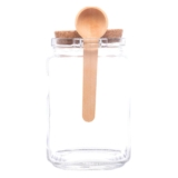 Pote de Vidro Quadrado com Colher de Bambu e Tampa de Cortiça 830ml – Lyor