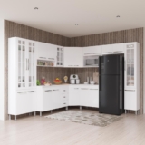 Cozinha Modulada Completa Fidelitá Viena 9 Peças 515cm 20 Portas 3 Gavetas Com Tampo Branco