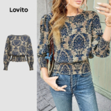 Lovito Blusa Boho Estilo Nacional Primavera/verão para mulheres L158ED057