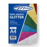 Papel adesivo glitter A4 180g pacote com 10 folhas Menno