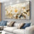 Quadro Decorativo 80x110cm Flores Douradas Mármore Decoração de Parede Hall Luxo Sala Quarto MDF