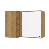 Armário Aéreo de Canto Reto Celeste Kappesberg 100% MDF 1 Porta 4 Nichos Nogueira/Branco 98cm