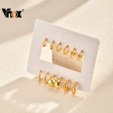 Conjunto De Brincos Minimalistas Em Forma De C Vnox 6 Pares , Joias Simples Da Moda Para Mulheres , Meninas , Presente D