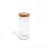 Pote 1100ml de Vidro Canelado com Tampa de Bambu de Mantimento – Oikos