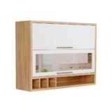 Armário Aéreo p/ Cozinha Syrah Adega 2 Portas (1 c/ Vidro Reflecta) 120cm Amendoa/Branco – Ronipa