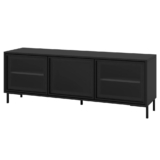 Rack para TV até 55 Polegadas 3 Portas de Vidro 2 Prateleiras Refresh BR149 Preto – BRV Móveis