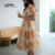 Lovito Refine Vestido Feminino Elegante Multicolorido Renda Camadas Primavera Verão Evangélico LR21L089