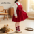Lovito Refine Vestido Encantador Infantil com Laço para Menina em Vermelho LNL123266