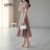 Lovito Refine Vestido Feminino Elegante com Dobras para Primavera Verão Rosa LR21E052
