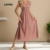 Lovito Vestido Casual de Renda Feminino para Primavera e Verão em Cinza e Rosa LBL30173