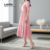 Lovito Refine Vestido Confortável Estiloso Elegante Zíper Camadas Primavera/Verão Rosa para Mulheres LR23E038