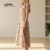 Lovito Refine Vestido Feminino Elegante com Babados e Recortes Multicolorido para Primavera Verão LR21L012