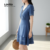 Lovito Refine Vestido Casual Feminino em Renda Pregueada Azul para Primavera e Verão LR23E022