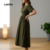 Lovito Vestido Feminino Com Zíper Verde Casual Para Primavera/Verão LBL30255