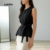 Lovito Blusa Sofisticada com Laço Frontal para Primavera/verão Camisa Feminina Preta LBL29373