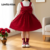 Lovito Refine Vestido Encantador Infantil com Laço para Menina em Vermelho LNL123266