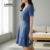 Lovito Refine Vestido Casual Feminino em Renda Pregueada Azul para Primavera e Verão LR23E022