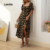 Lovito Vestido Boho com Abertura Frontal e Amarração Vestido Feminino para Primavera/Verão LBL30283