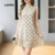 Lovito Vestido Feminino Casual de Primavera e Verão em Damasco LNE117X015