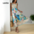 Lovito Refine Vestido Boho Plissado Feminino Primavera Verão LBL30278