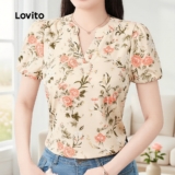 Lovito Blusa Boho Estilo Nacional Primavera Verão Feminina L158AD128