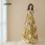 Lovito Vestido Boho Alças Finas Van Gogh Girassóis Primavera Verão Feminino LFI1ED007