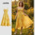 Lovito Refine Vestido Casual Amarelo Feminino com Pregas e Estrutura Primavera/Verão L138ED249