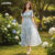 Lovito Refine Vestido Boho Floral Com Babados E Camadas Duplas Para Mulheres L83EN384