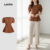 Lovito Blusa Feminina com Pérolas e Pregas para Primavera Verão Laranja L142ED370