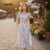 Lovito Vestido Azul Claro Feminino Com Botão Frontal E Estrutura Pintada À Mão Primavera/Verão L134LD352
