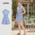 Lovito Macacão Feminino Azul com Amarração Bolsos Verão L243AD658