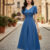 Lovito Refine Vestido Sofisticado com Botões e Pregas Confortável Azul para Primavera/Verão L137ED480