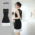 Lovito Refine Vestido Casual em Tecido Preto e Branco com Costura Plissada Primavera/Verão L155ED528