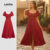 Lovito Vestido feminino com zíper para Primavera/verão, cor vermelha, modelo casual, referência LBL30204