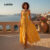 Lovito Vestido Boho com Estampa de Botões Frente Primavera/verão Amarelo L141ED012