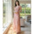 Lovito Refine Vestido Feminino Casual Natal Zíper Suave Primavera Verão Rosa L145LD056