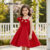 Lovito Kids Vestido Assimétrico Encantador, Primavera/Verão, Vestido Vermelho para Menina L162LD278